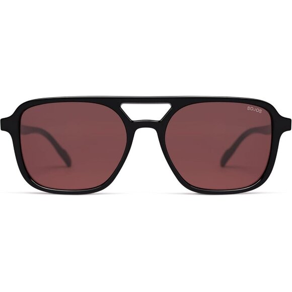 Women\'s Black Red Trendy Rectangle Retro Aviator Sunglasses Elegant Frame main image 6